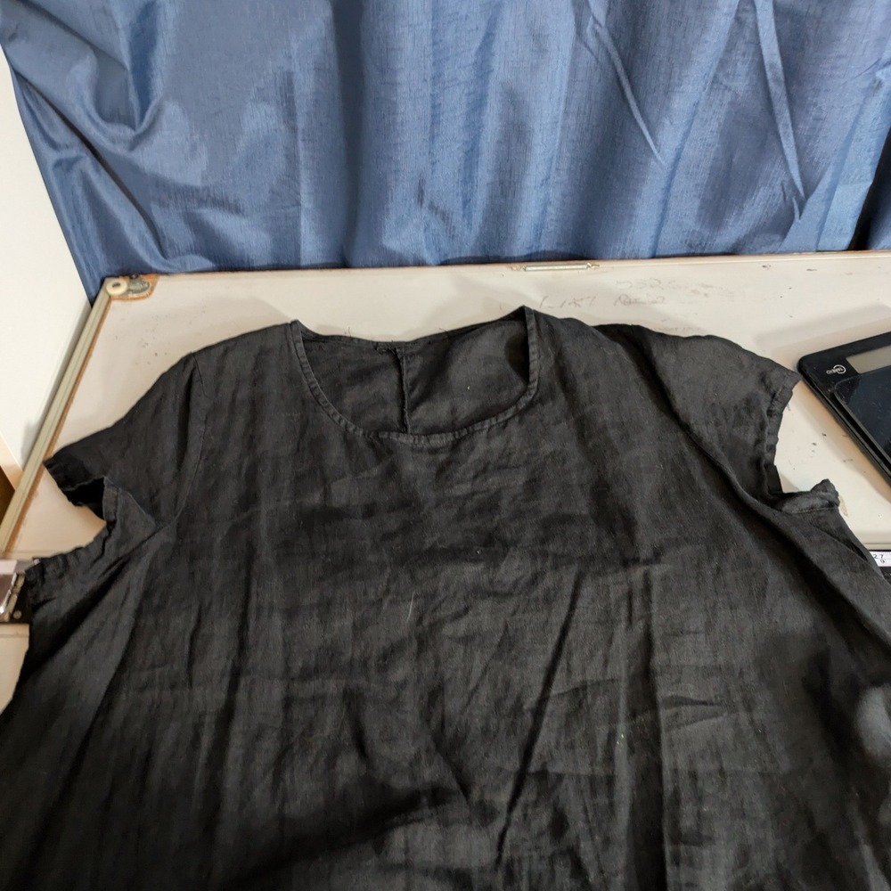 Vintage Bryn Walker Linen Black Midi Dress Lagenlook Whimsigoth XL - Picture 4 of 6